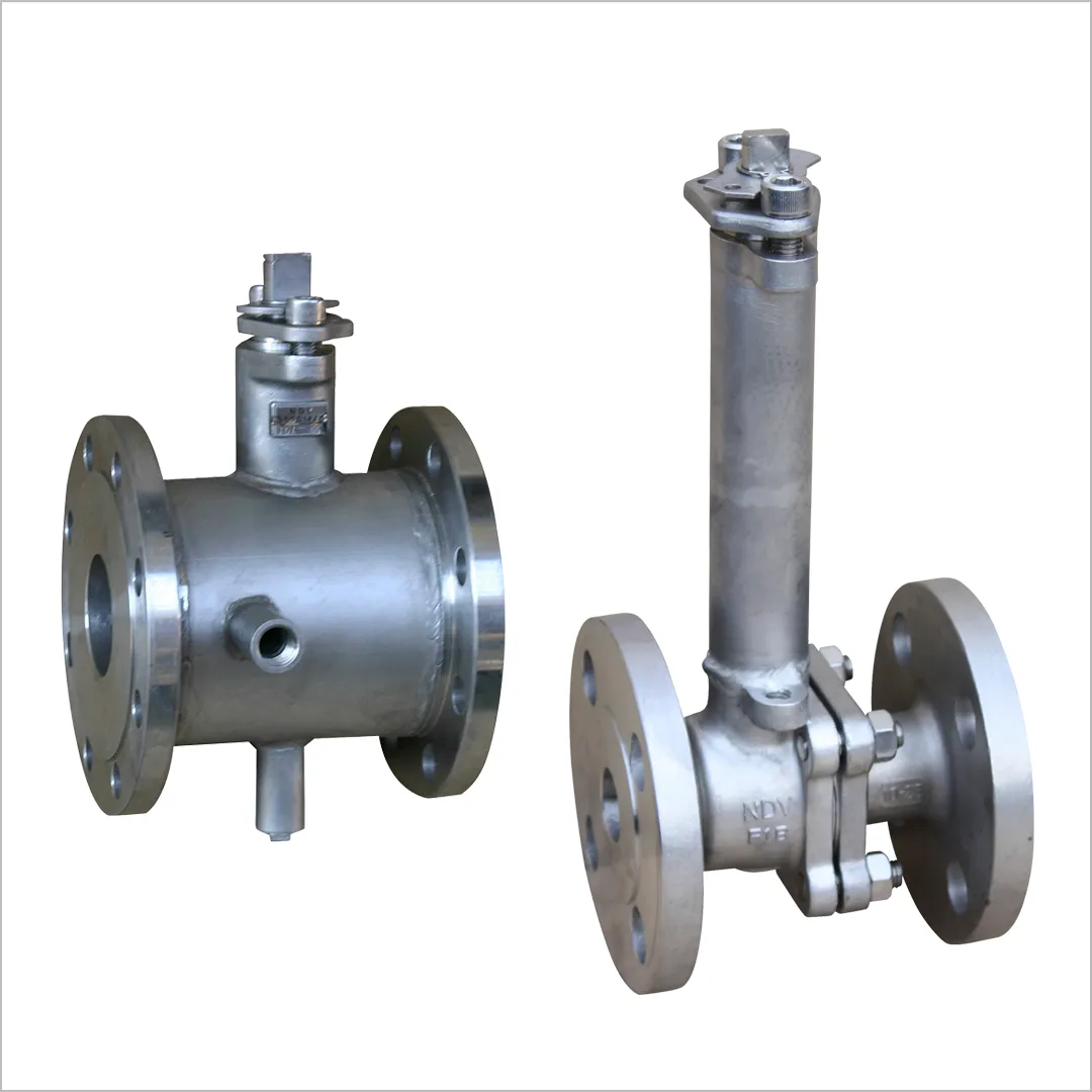 Ball valves with jacket, extended gland type ball valves