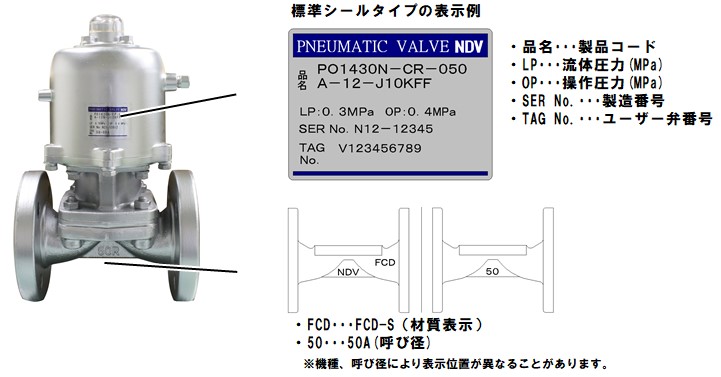 ダイヤフラムバルブの表記例